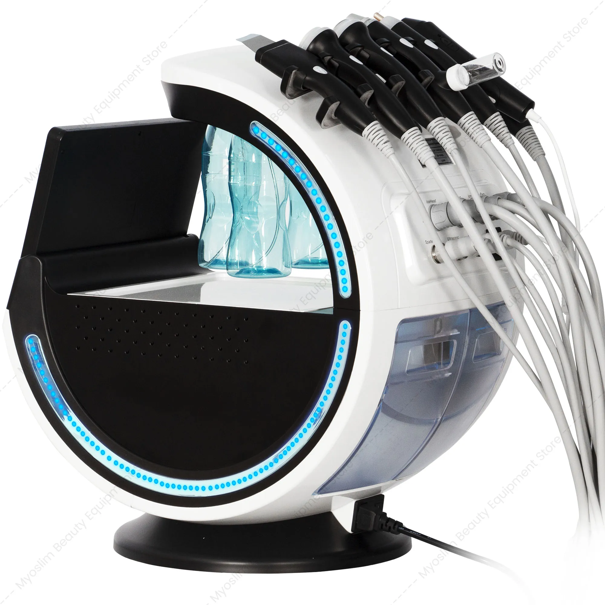 Máquina facial profesional 7 en 1 para hidrodermoabrasión con oxígeno, dispositivo de belleza Aquafacial para rejuvenecimiento de la piel con analizador de piel facial