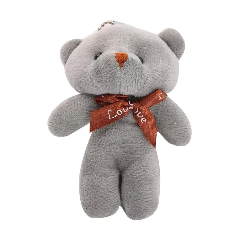 10 unids/pack 12cm Mini pajarita oso de peluche colgante juguete de peluche llavero de peluche de peluche colorido