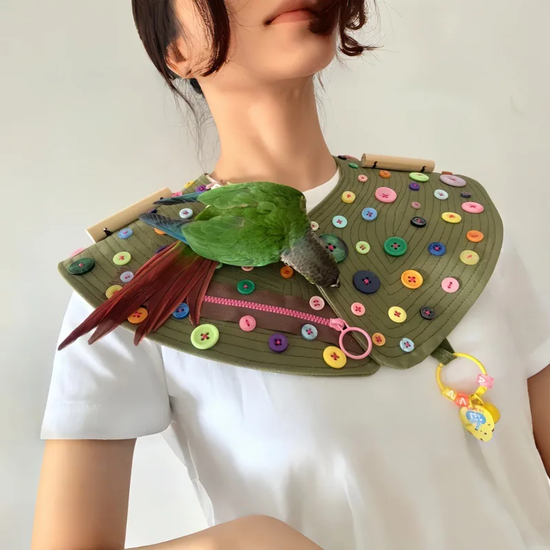 Abrigo para pájaros, entrenamiento anti-arrancamiento de plumas para loros, interacción con aves anti-mordeduras, fácil de limpiar, soporte para hombros