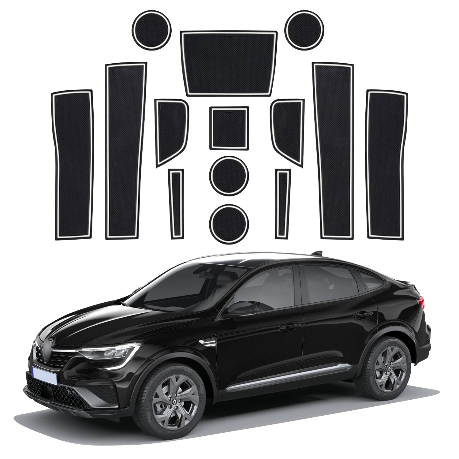 LFOTPP Alfombrilla para ranura de puerta de coche para Renault Arkana 2021-2026, almohadillas antideslizantes para ranura de puerta, accesorios interiores para Arkana 2026, Europa