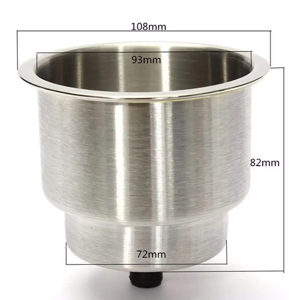 4X soporte para bebidas con forma de taza empotrada de acero inoxidable para barco marino con portavasos de drenaje