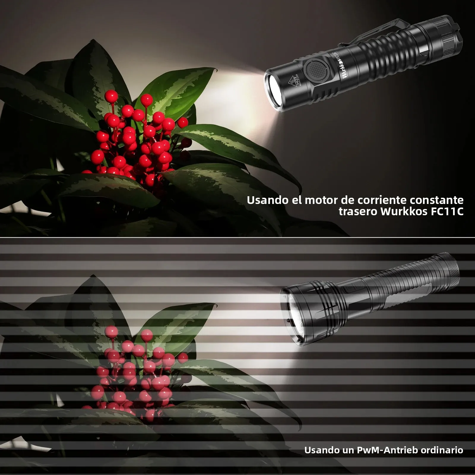 Linterna LED Recargable Wurkkos FC11C de Alto Lumen 1200, Linterna Portátil con Circuito Buck, 90 CRI Alto (5000K), Iluminación Magnética