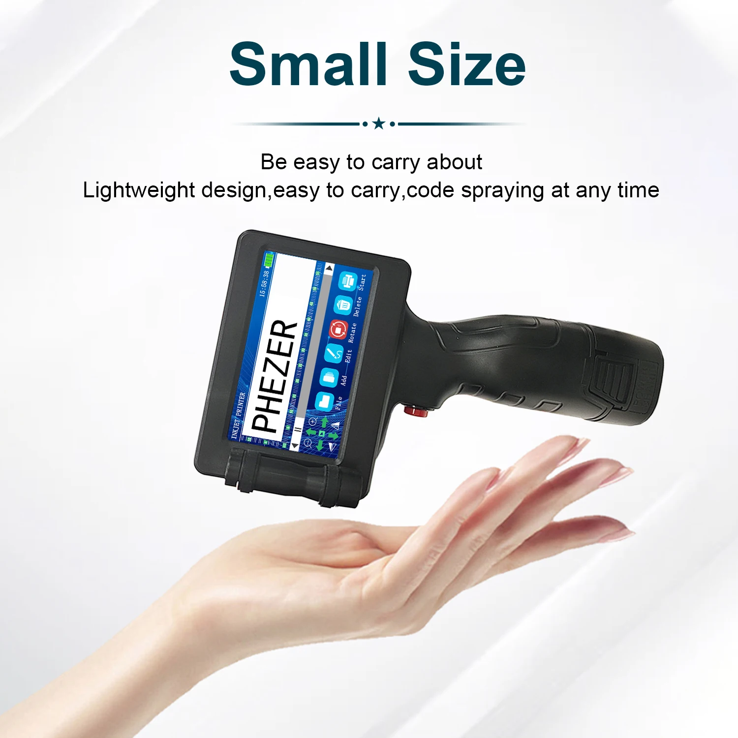 Impresora de Inyección de Tinta Portátil Phezer 12.7mm P17, Impresora de Etiquetas, Fecha de Caducidad, Código de Lote, Logotipo, Código QR, 28 Idiomas