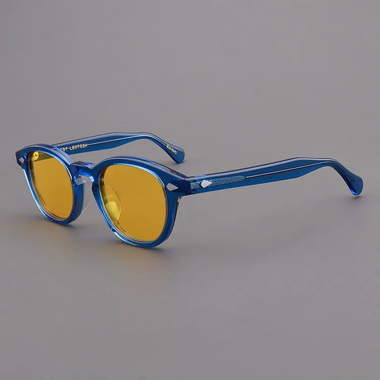 Gafas de Sol Lemtosh para Hombre, Estilo Johnny Depp, Polarizadas, para Mujer, Protección Solar, Marca de Lujo, Montura Vintage de Acetato