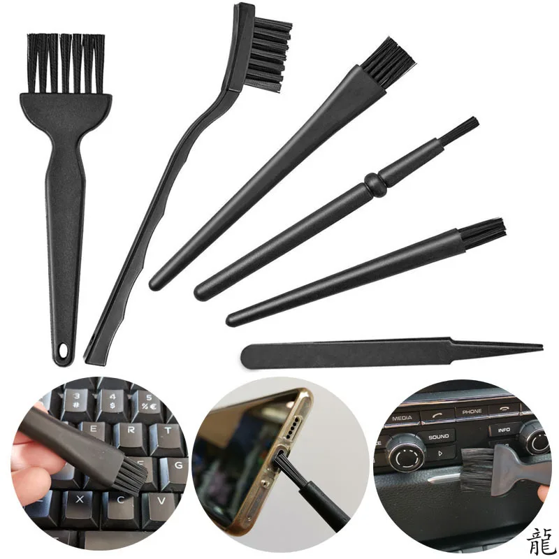 Kit de cepillos de limpieza para teclado negro, cepillo pequeño para limpiar el polvo de la computadora, antiestático, para portátil, USB, herramienta de limpieza para el hogar