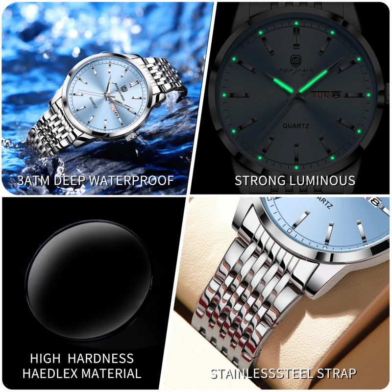 2026 Nuevo Reloj de Pulsera de Lujo para Hombre, Resistente al Agua, Luminoso, con Fecha, Reloj de Cuarzo de Acero Inoxidable de 43mm, Reloj Masculino
