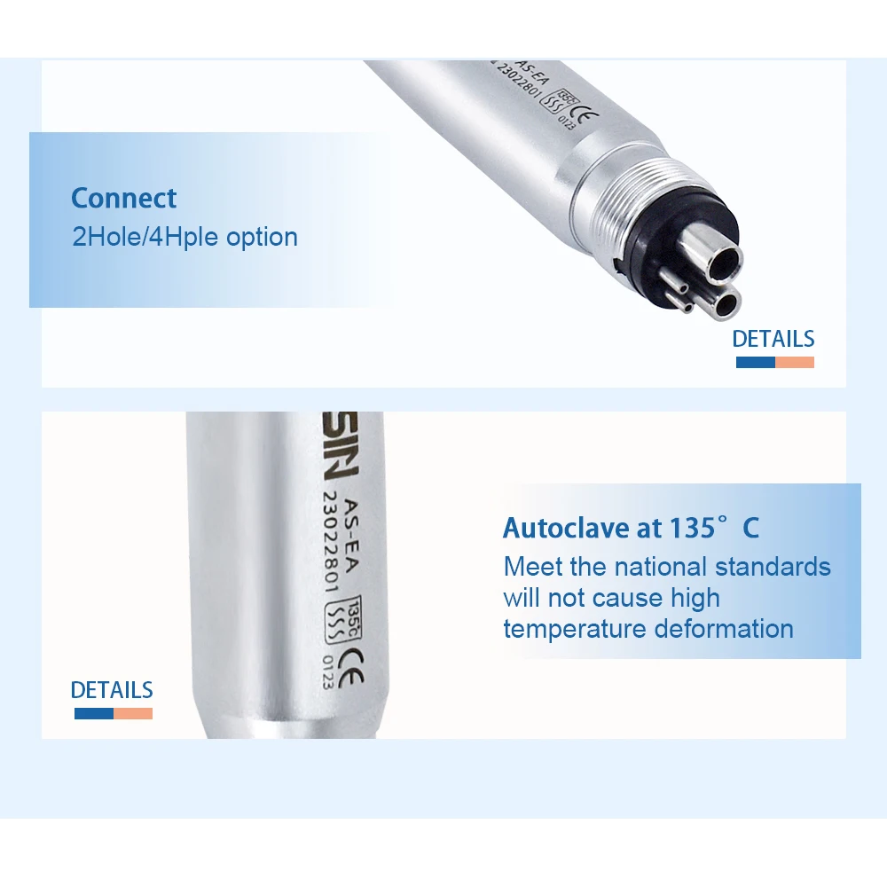 DEASIN Kit de Piezas de Mano Dentales de Alta y Baja Velocidad con Generador Eléctrico LED, Cabezal Estándar Recto y Contra-ángulo, Turbina de Aire con Triple Pulverización de Agua