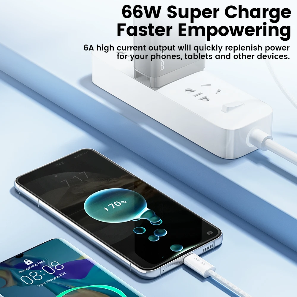 Toocki 5 uds 6A 66W Cable USB tipo C carga rápida para Huawei P70 Mate 60 Honor Cable tipo C para Xiaomi 14 Samsung S24 Cable de datos