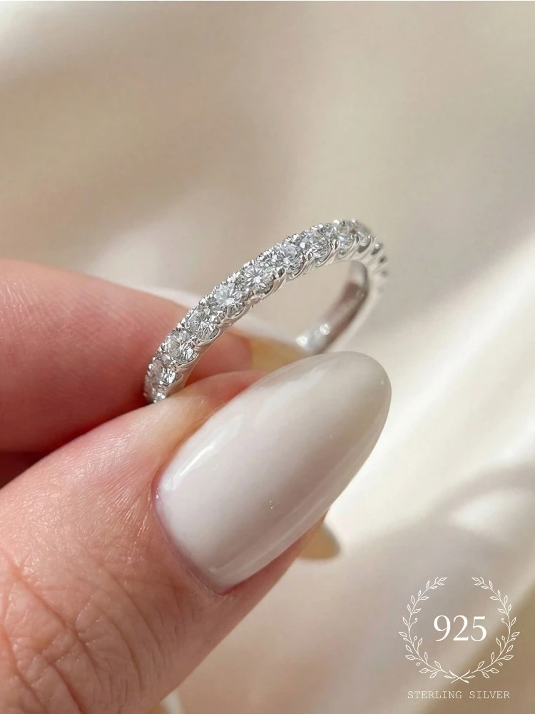 Anillo apilable de plata de ley 925 con circonitas multicolor brillantes para mujer, joyería fina personalizada para uso diario y fiestas