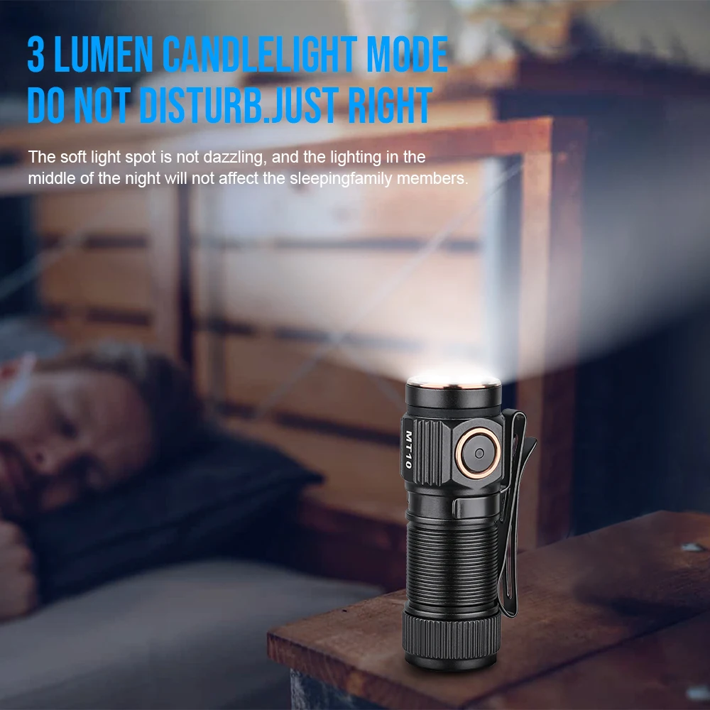 Trustfire MT10 EDC linterna 1000 lúmenes lámpara LED recargable portátil USB C antorcha de carga Mini 16340 IPX8 MVB luz de trabajo óptica