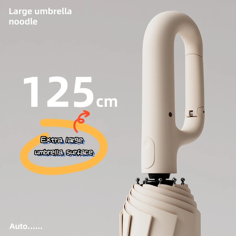 Paraguas con hebilla de anillo totalmente automático, resistente al viento, resistente a la lluvia, doble propósito, resistente a los rayos UV