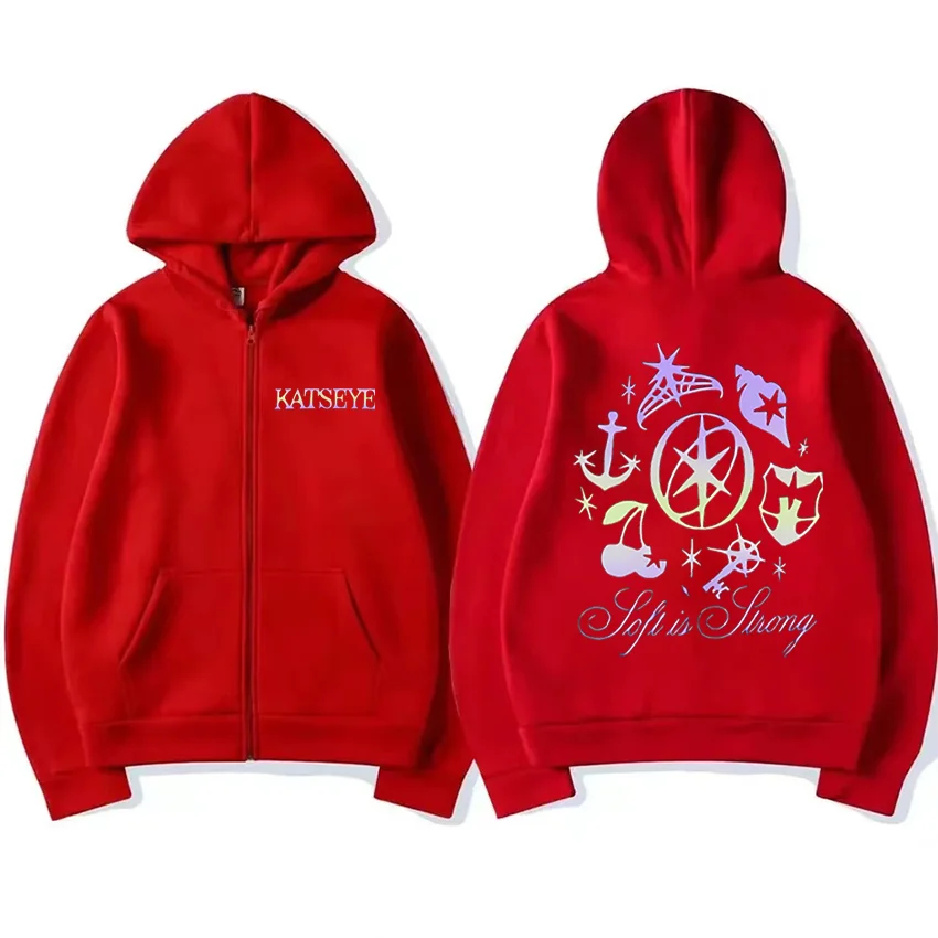 Katseye-chándal con gráficos vintage para hombre y mujer, tops de lana, ropa de moda, abrigo de Hip Hop, chaqueta con cremallera, ropa informal suelta, 2025