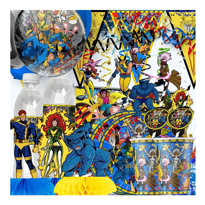 X-men The Avengers Wolverine decoración de fiesta de cumpleaños globo telón de fondo vajilla suministros de fiesta de cumpleaños Baby Shower juguetes DIY