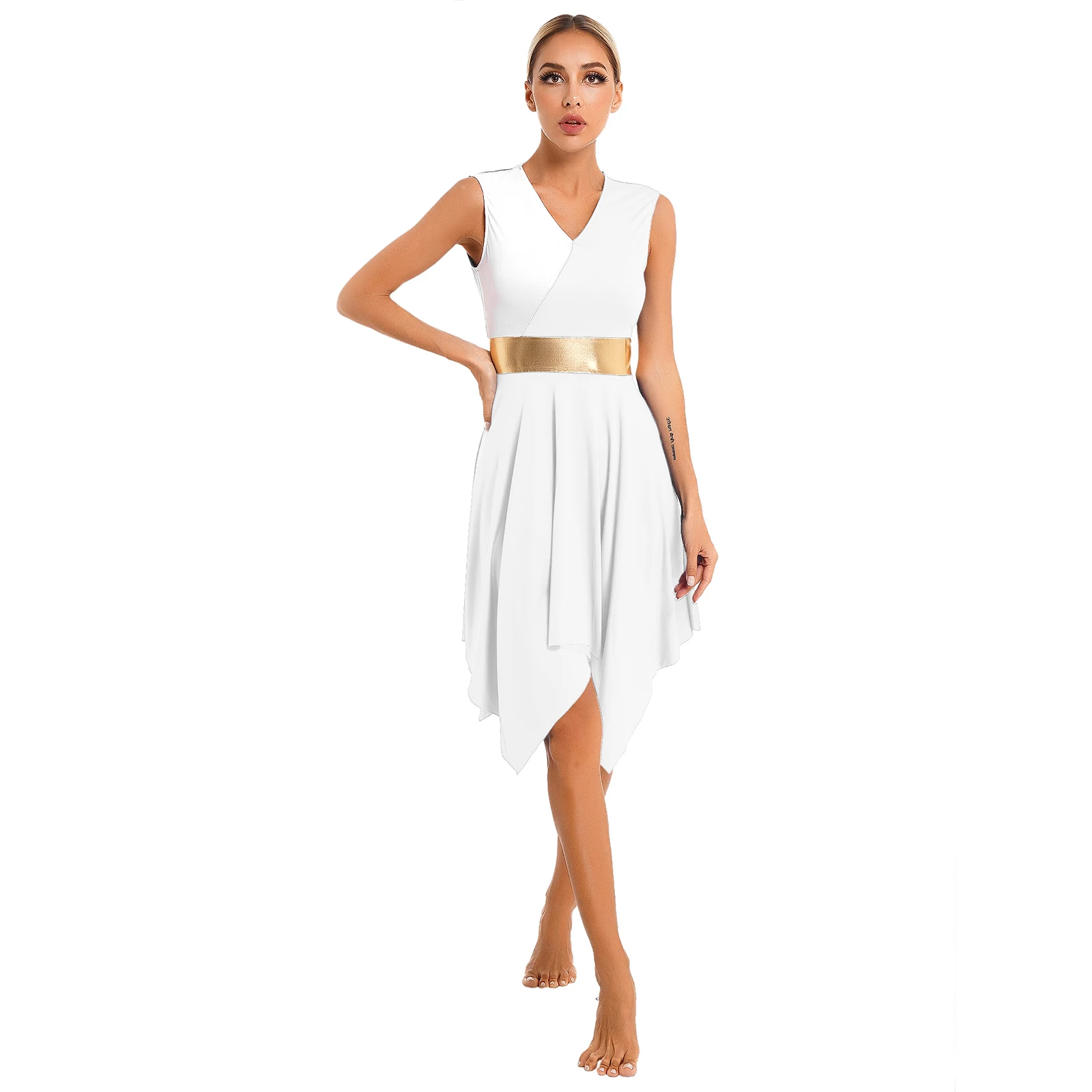 Traje de baile litúrgico moderno para mujer, ropa de baile de bloque de Color, adoración de Iglesia, alabanza, actuación en escenario, vestido de baile lírico