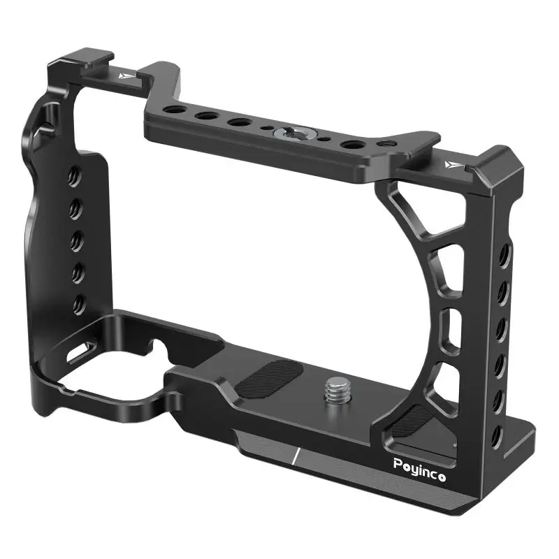 Jaula para cámara de vídeo con montaje en Zapata fría, aleación de aluminio de 1/4In y 3/8In para Sony A6500/A6400/A6300/A6100/A6000