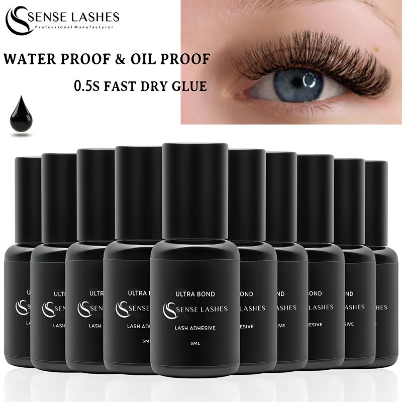 SENSE LASHES 10 Botellas de Pegamento para Pestañas de 5ml, Adhesivo para Extensiones de Pestañas