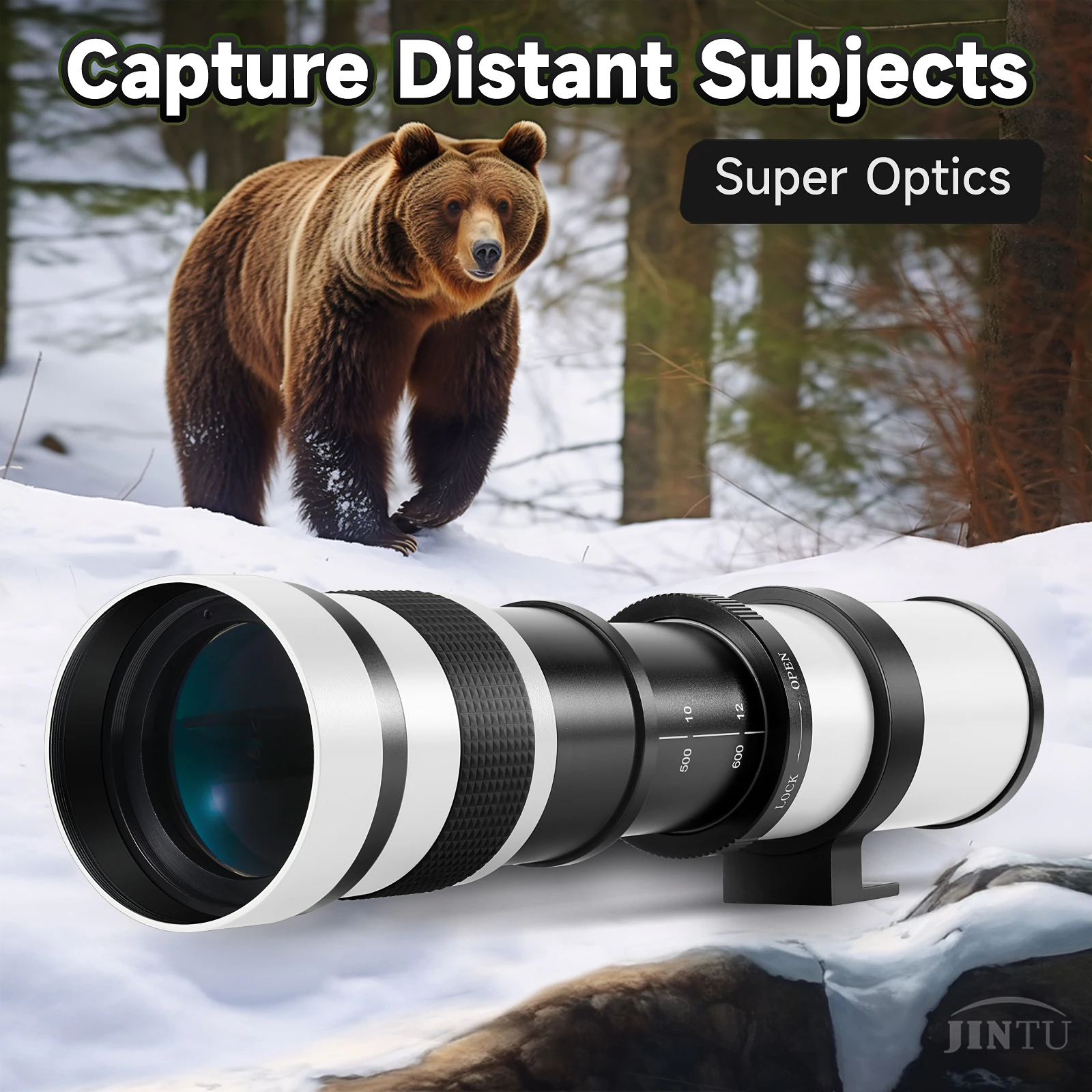 JINTU 420-800 mm F/8.3 Super teleobjetivo compatible con cámaras Canon NIKON SONY PENTAX M4/3
