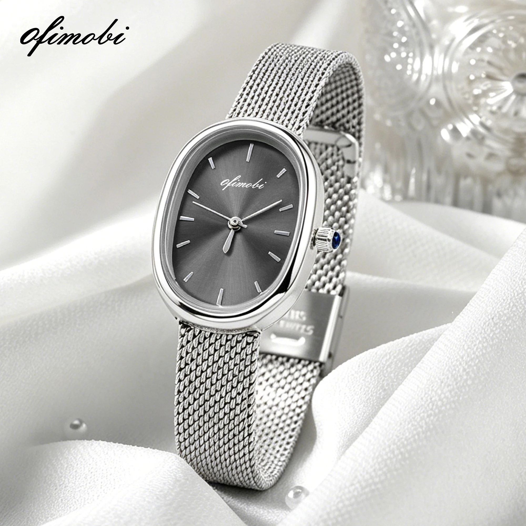 Reloj de Cuarzo para Mujer con Esfera Ovalada, Correa de Malla Milanesa Premium, Esfera con Efecto Rayos de Sol, Resistente al Agua 30M, Elegante Reloj de Pulsera