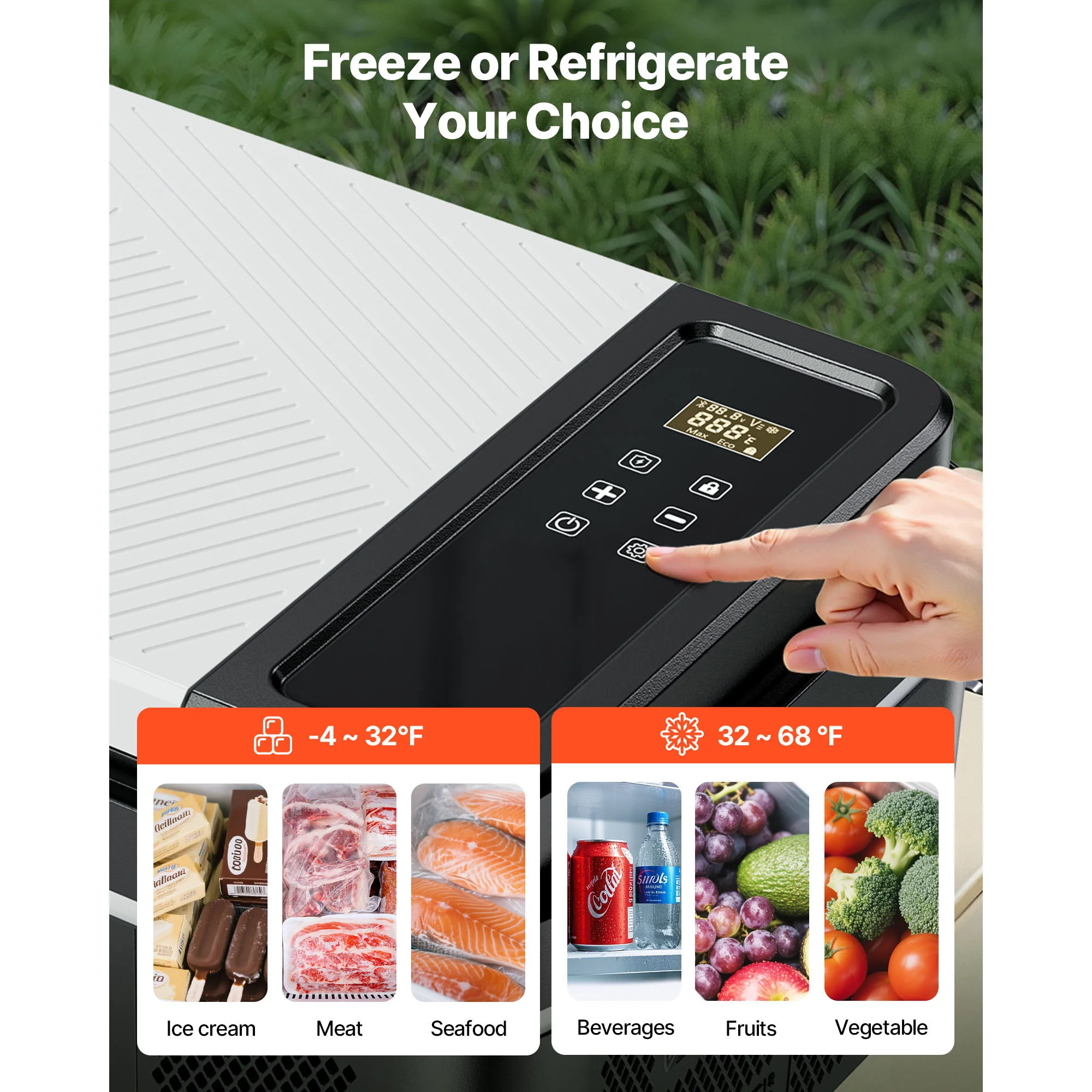 Succebuy Refrigerador Portátil para Auto de 15L 20L 22L 30L 45L 55L, Compresor Eléctrico 12V/24V DC 110-240V AC, Congelador para el Hogar