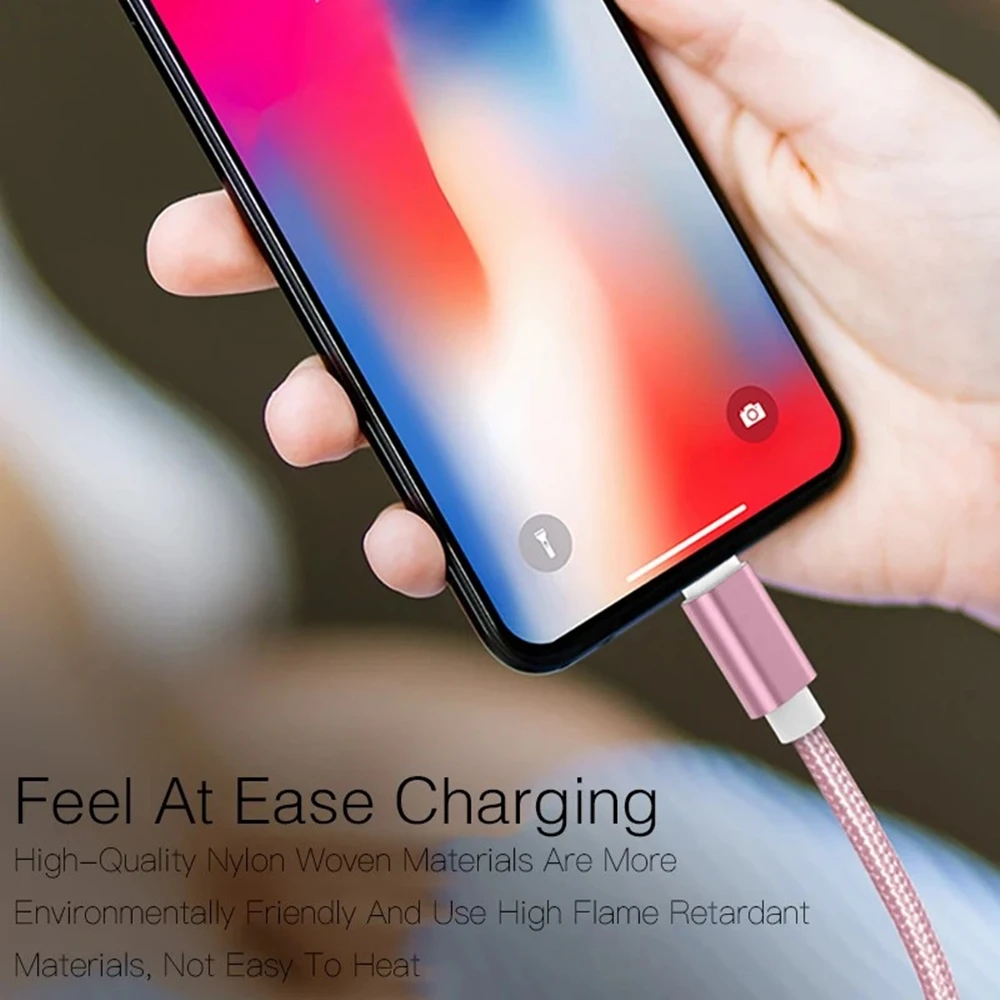 Cable trenzado de carga rápida USB para iPhone 11, 12, 13 Mini, 14 Pro Max, iPhone 7, 8, 14 Plus, X, XR, XS Max, cable de carga rápida.