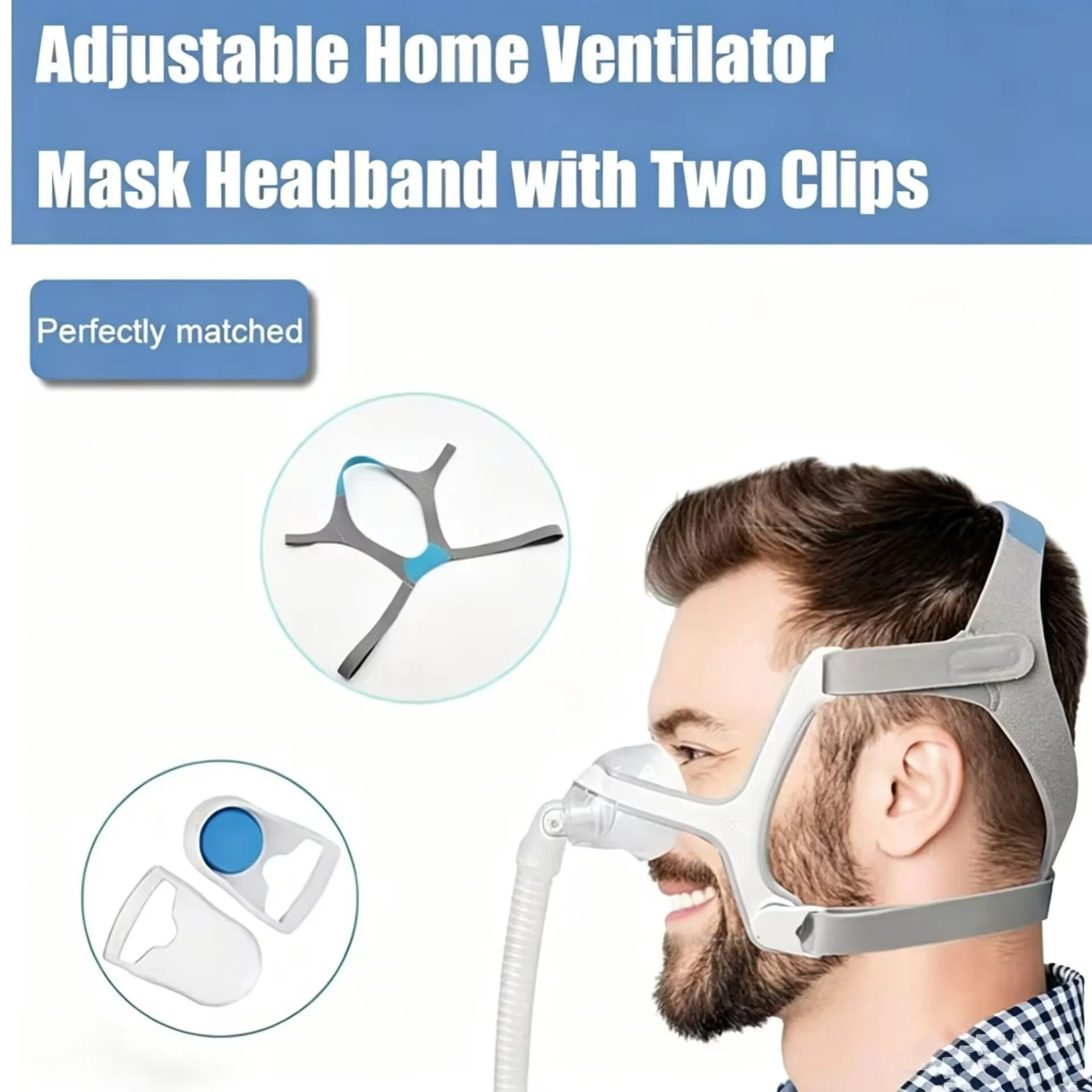 Kit de Actualización de Mascarilla Nasal CPAP AirFit N20, Marco Reutilizable, Conjunto de Codo con Tubo y Cojín para el Cabeza, para Apnea del Sueño Thera