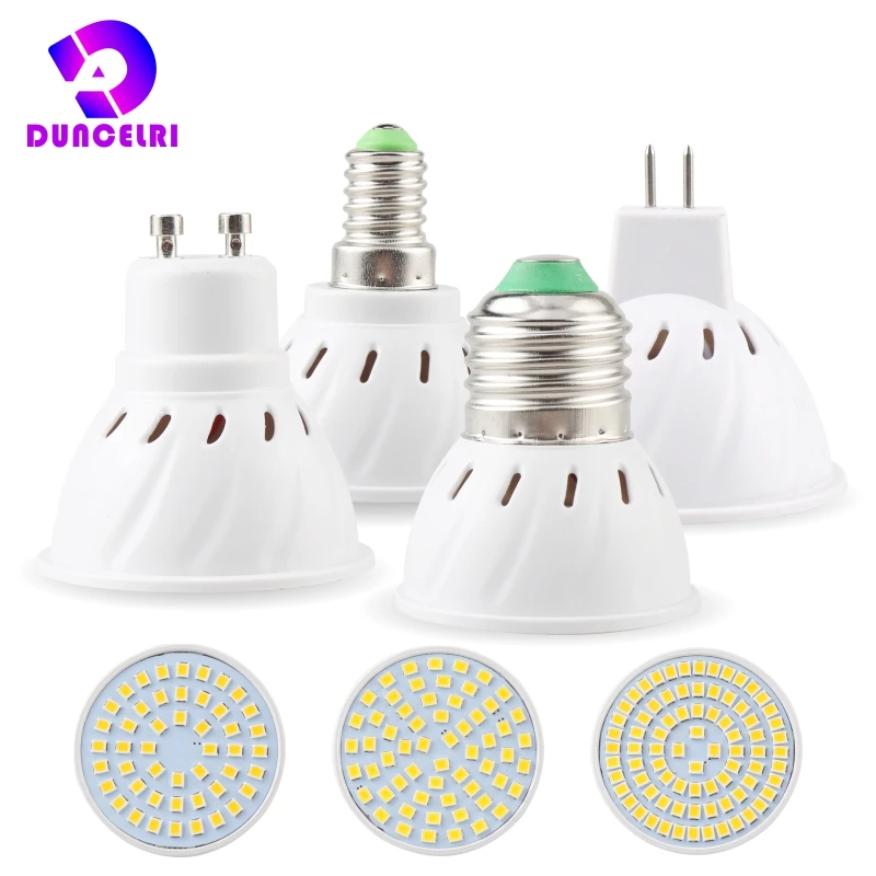Bombilla LED E27 E14 MR16 GU10 220V-240V, Lámpara LED, Foco 48 60 80 LED 2835 SMD, Lámpara de Punto