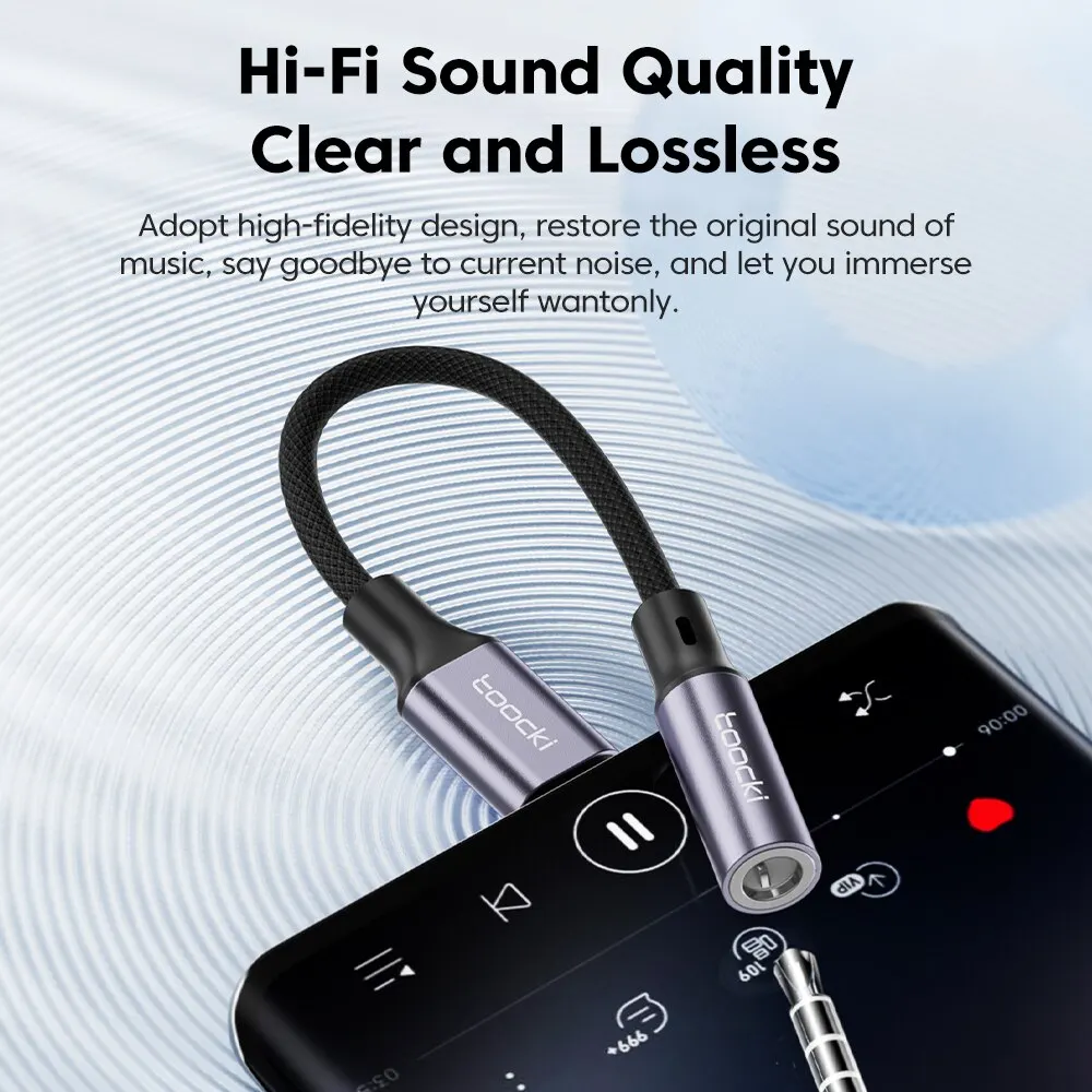 Toocki USB tipo C 3,5 conector adaptador de auriculares USB C a 3,5mm cable de audio AUX para Huawei P30 Xiaomi Mi 10 9 Es