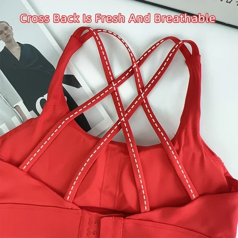 Tops deportivos a la moda con espalda cruzada para mujer, Sujetador deportivo a prueba de golpes con hebilla ajustable, Sujetador deportivo para gimnasio, Pilates, correr, chaleco atlético