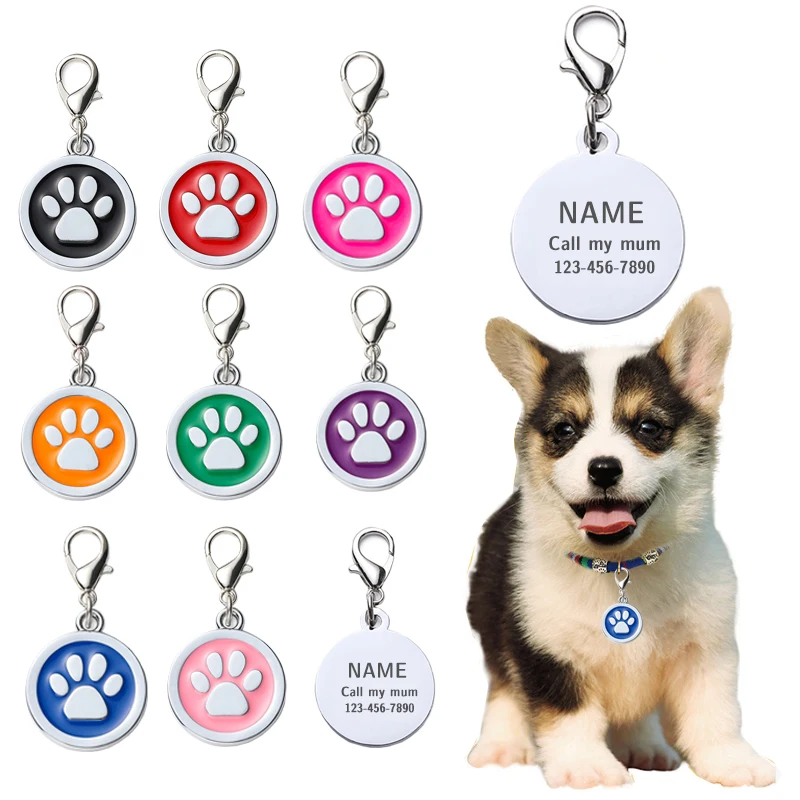 Collar de perro personalizable, etiquetas de dirección para perros, medalla con nombre grabado, accesorios para cachorros y gatitos, cadena de collar de gato personalizada