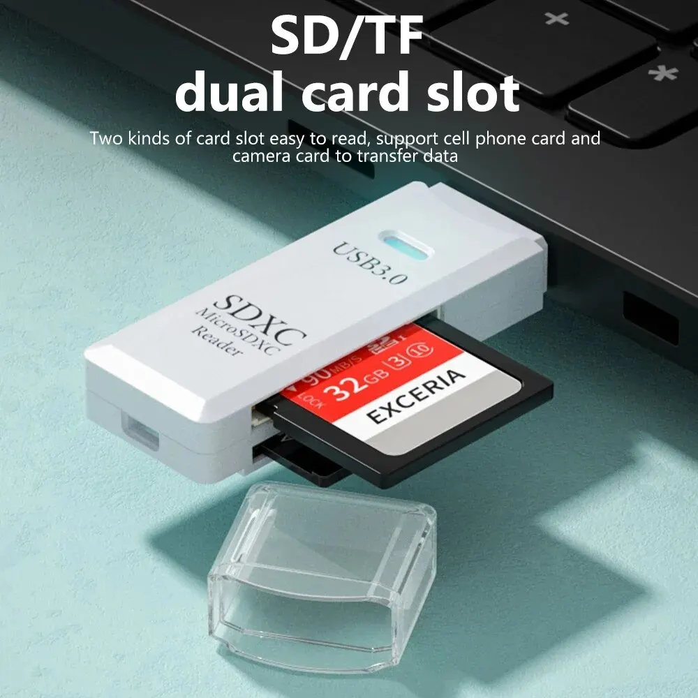 Adaptador de lector de tarjetas USB3.0/2,0 2 en 1, USB3.0/2,0 macho a tarjeta de memoria SD TF, lector de tarjetas USB para PC, accesorios para ordenador portátil