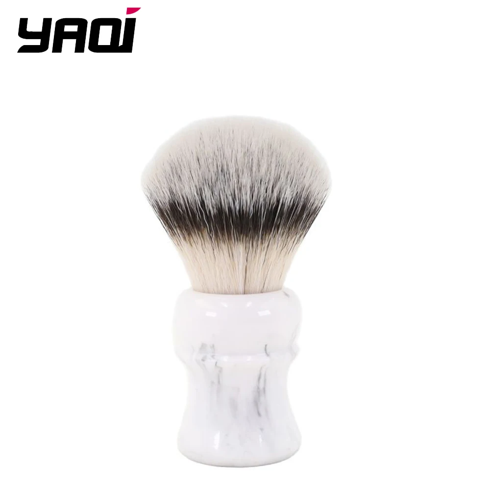 YAQI Everest-brocha de afeitar para hombre, pelo sintético de mármol blanco, 24mm, para viaje