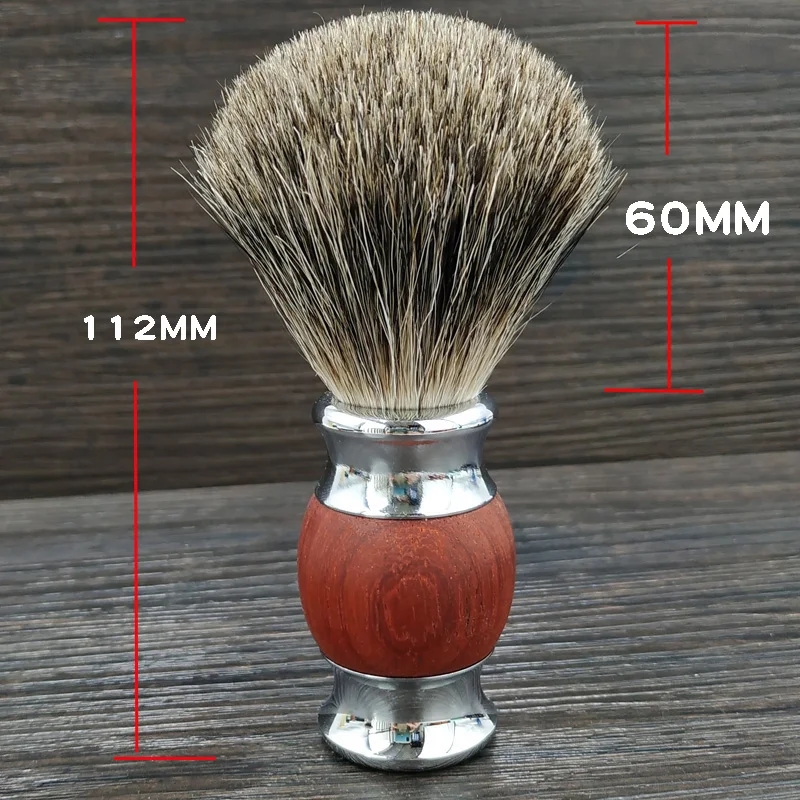 Brocha de afeitar Dscosmetic Man Pure Natural con mango de madera roja para afeitado en húmedo para hombre
