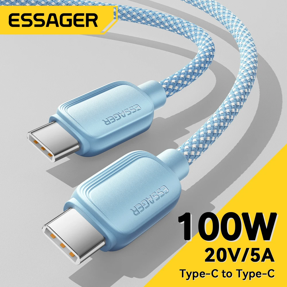 Essager USB C a tipo C Cable 5A PD 100W Cable de datos del cargador de carga rápida para Macbook Pro Samsung Xiaomi Huawei Cable de carga 3M