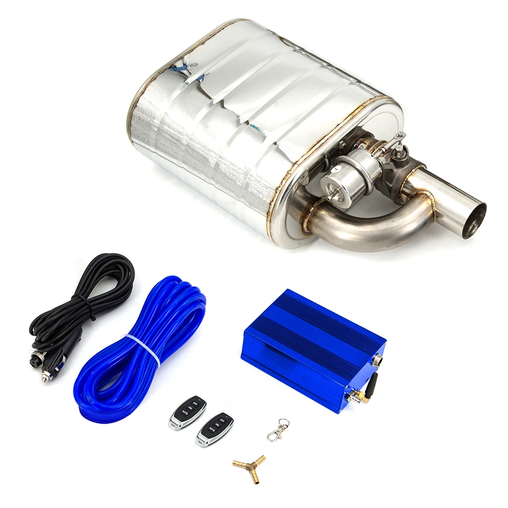 Silenciador de escape de 51mm, 63mm, 76mm con válvula de descarga, corte de escape eléctrico de acero inoxidable, juego de Control remoto Universal