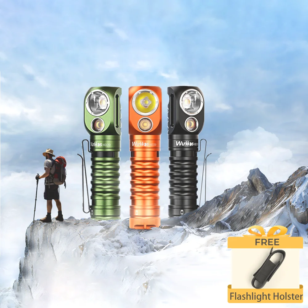 Wurkkos HD20 linterna frontal recargable 2000LM linterna magnética IP68 reflector 21700 EDC banco de energía para Camping