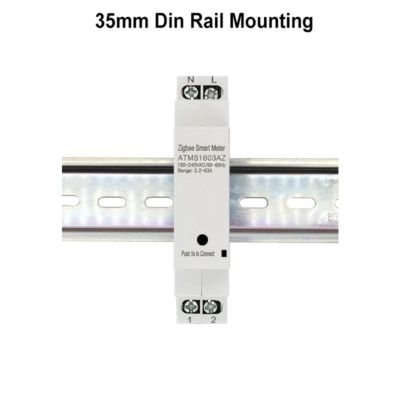 Medidor de Energía Inteligente ZigBee con Transformador de Corriente de 63A, Monitorización por Aplicación, Estadísticas de Electricidad, AC100-240V, Compatible con Tuya
