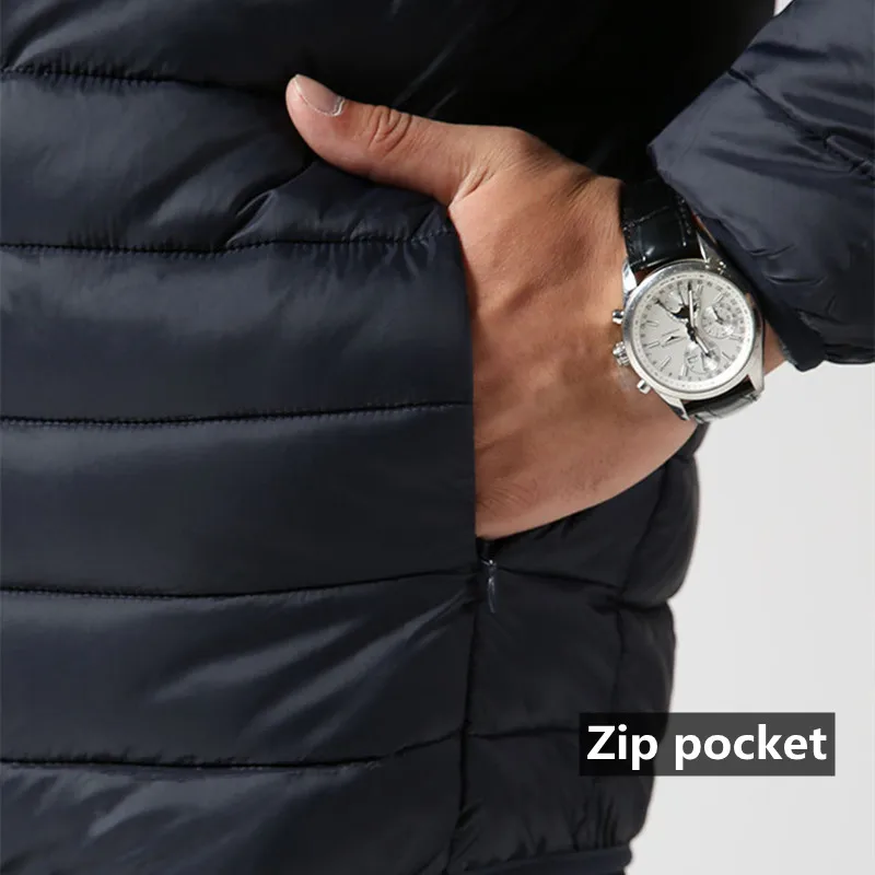 Chaqueta de algodón para senderismo para hombre, Parkas ligeras con capucha y bolsillo con cremallera, ropa de abrigo de moda, chaqueta acolchada informal y abrigo de invierno para hombre