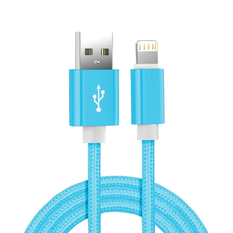 Cable cargador USB trenzado de nailon metálico para iPhone 14 8 7 6S Plus X XR XS 11 12 13 Pro Max iPad 9 Cable de datos de carga rápida 1m 2m 3m