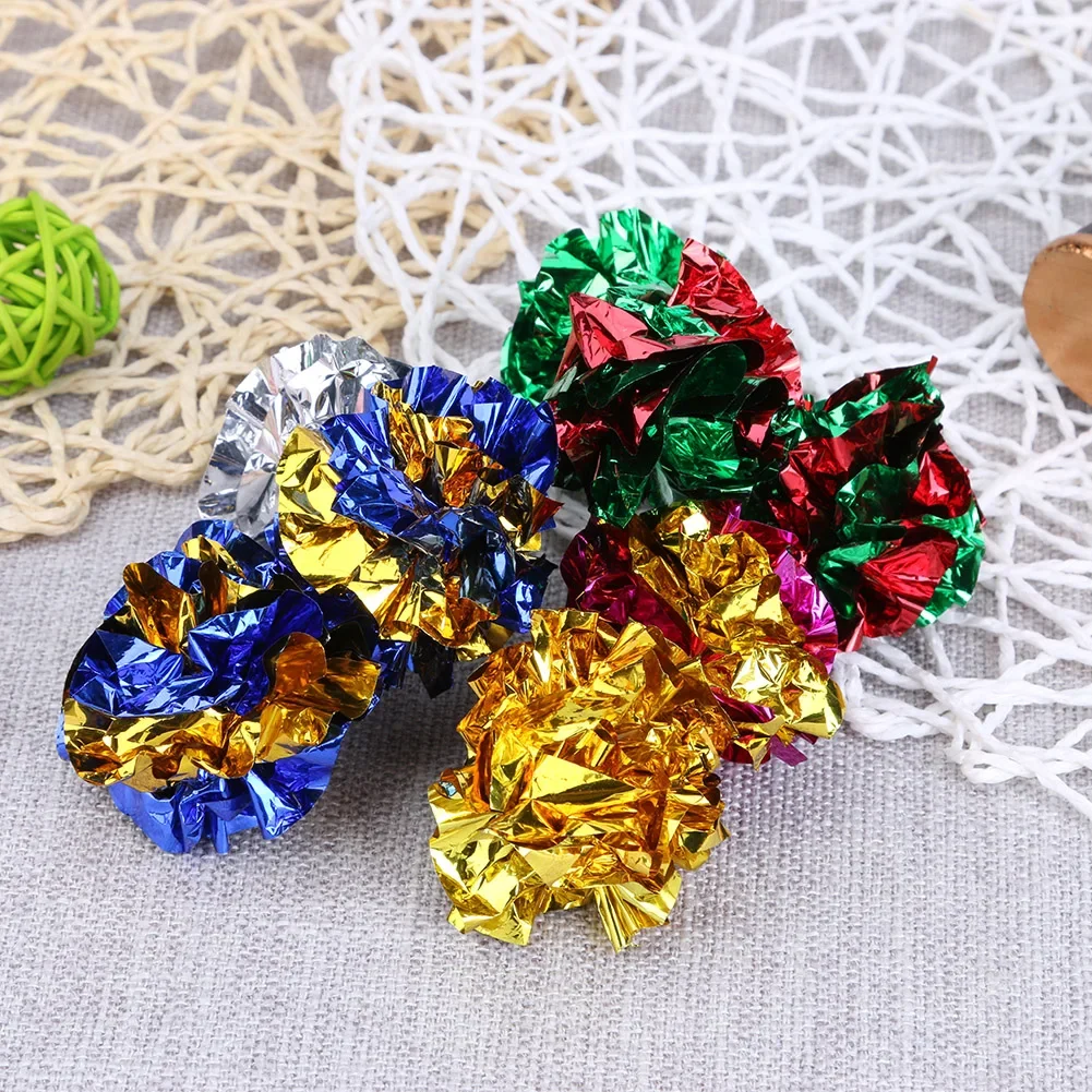 Paquete de 24/12 bolas arrugadas coloridas, juguete de papel de estaño con sonido para gatos, durabilidad, muñecas de vocalización, juguetes interactivos para morder y chirrido