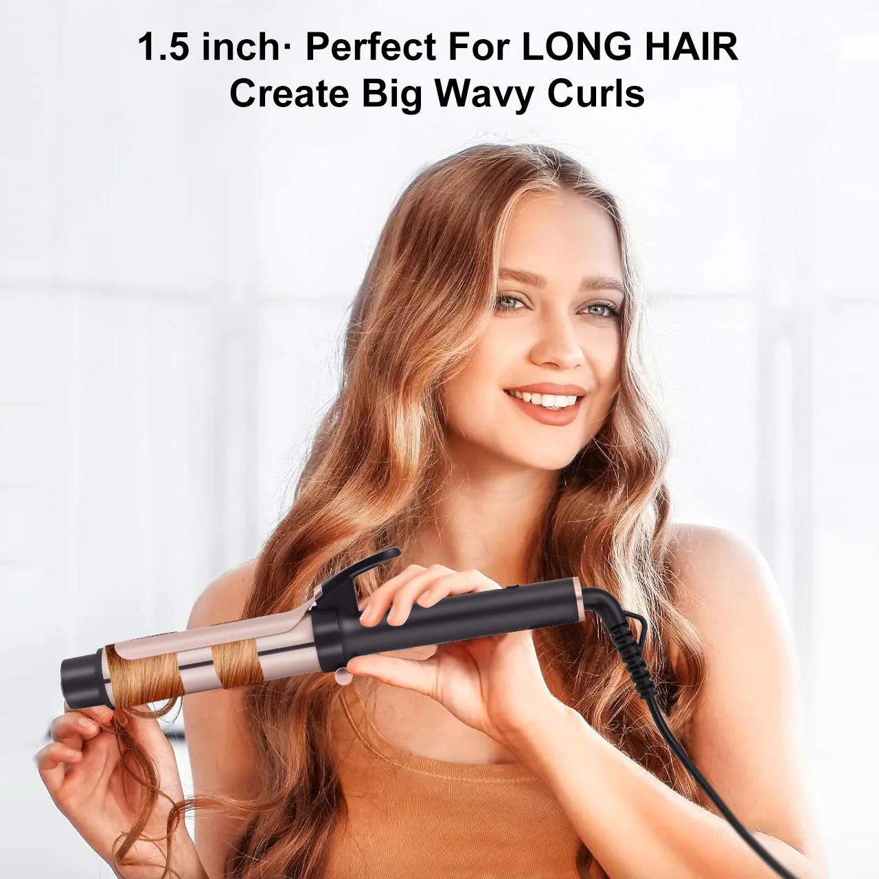 Hatteker rizador eléctrico para mujer, Control de temperatura de 3 niveles, rizador de cerámica para protección del cabello, herramienta de estilismo para uso doméstico EE. UU.