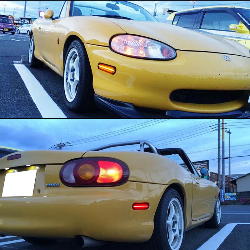 Luces LED ámbar/rojo/blanco para guardabarros delantero/trasero de coche, luces de señal de giro laterales para Mazda Miata 1990-1997 y Mazda MX-5 1999-2005