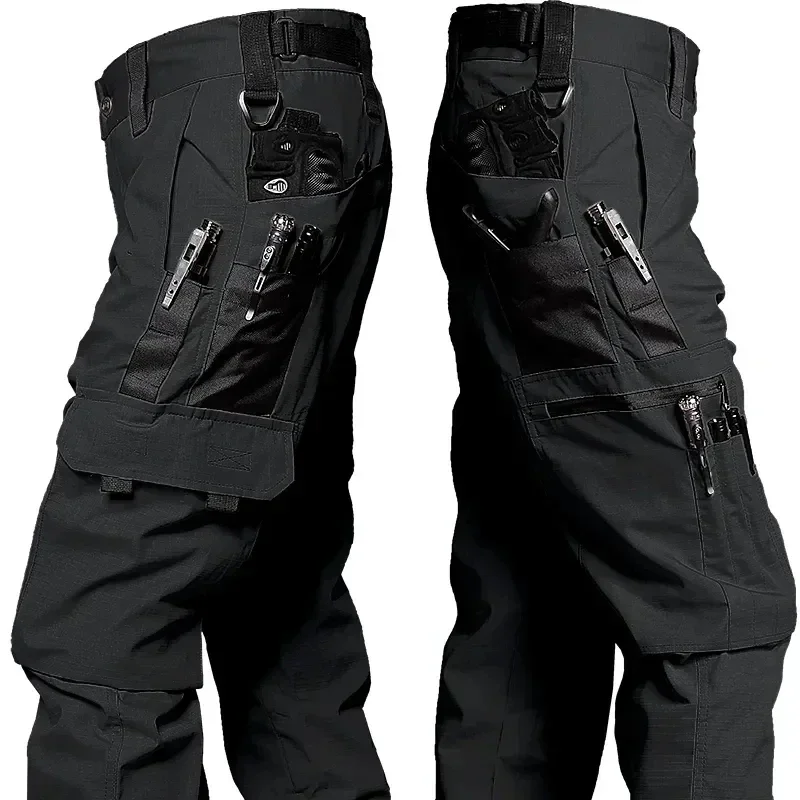 Nuevos pantalones de trabajo tácticos para hombre, pantalones Cargo informales impermeables para exteriores, pantalones de adiestramiento al aire libre resistentes al desgaste con múltiples bolsillos, 2/1 Uds.