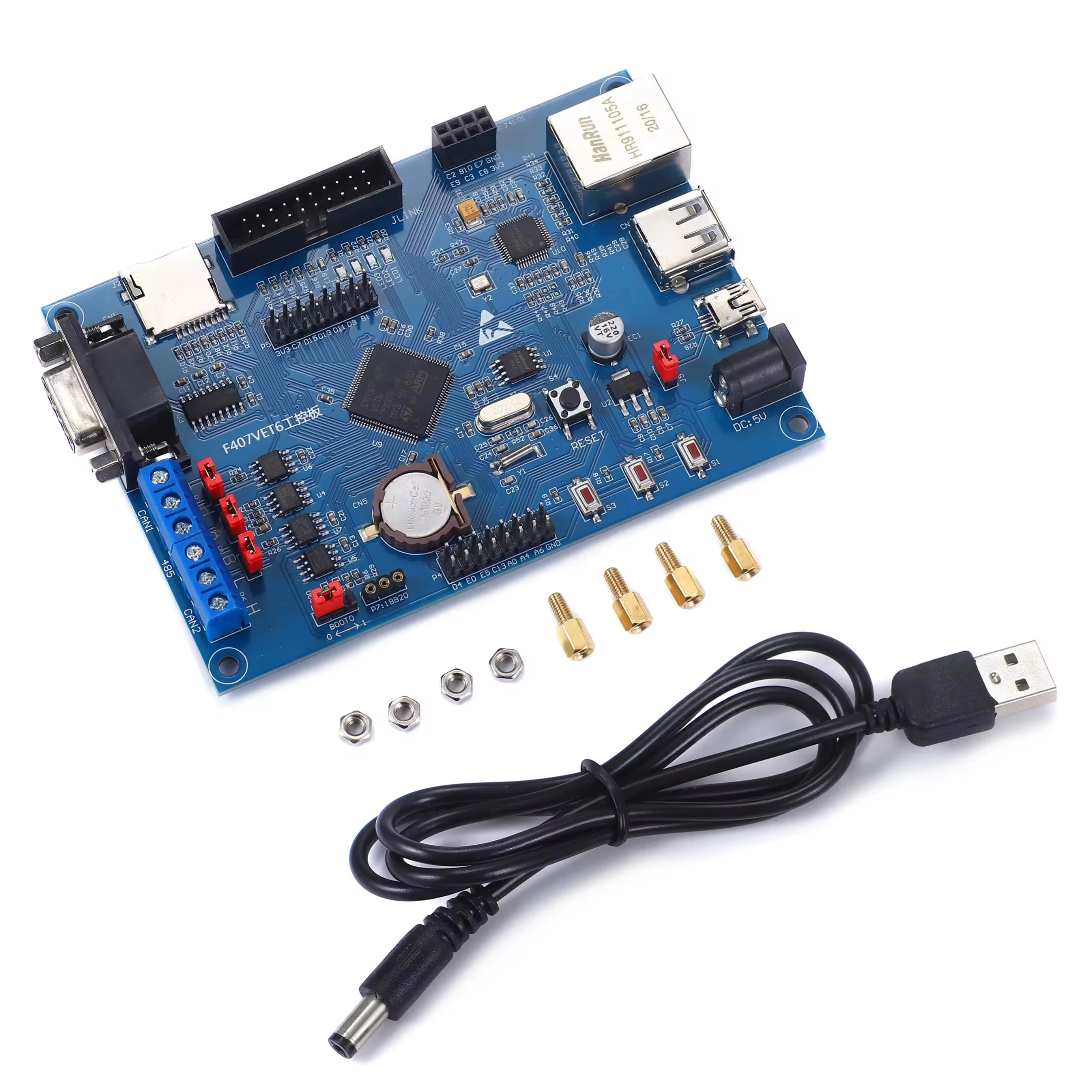 1 Juego de placa de desarrollo de Control Industrial STM32F407VET6 aprendizaje 485 Dual CAN Ethernet Internet de las cosas STM32 Original