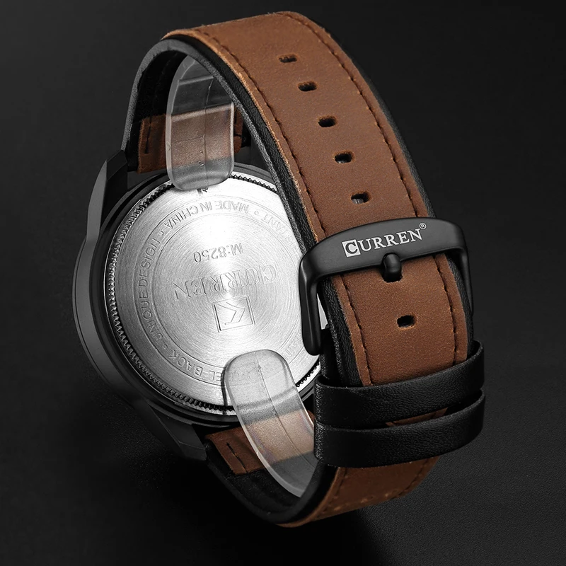Reloj de Pulsera CURREN 8250 para Hombre, Casual, Impermeable, con Tres Agujas, Correa de Cuero Transpirable, Estilo Ejecutivo