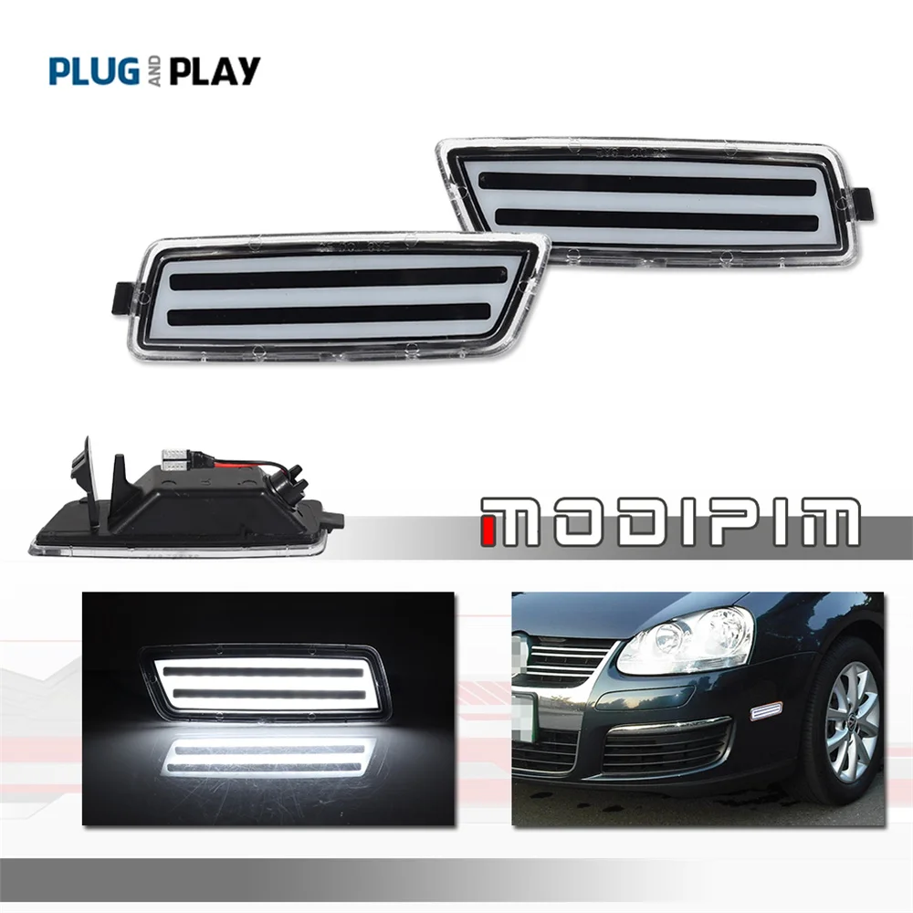 Luces LED de estacionamiento para guardabarros delantero de coche, luces de estacionamiento para VW Volkswagen MK5 Golf/GTI Rabbit Jetta R32 MK6 Golf TDI, color ámbar/blanco
