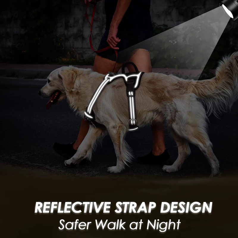 Benepaw-arnés para perro sin extracción, mango de fácil Control, arnés reflectante para mascotas, 2 Clips de correa, chaleco acolchado suave ajustable para perro
