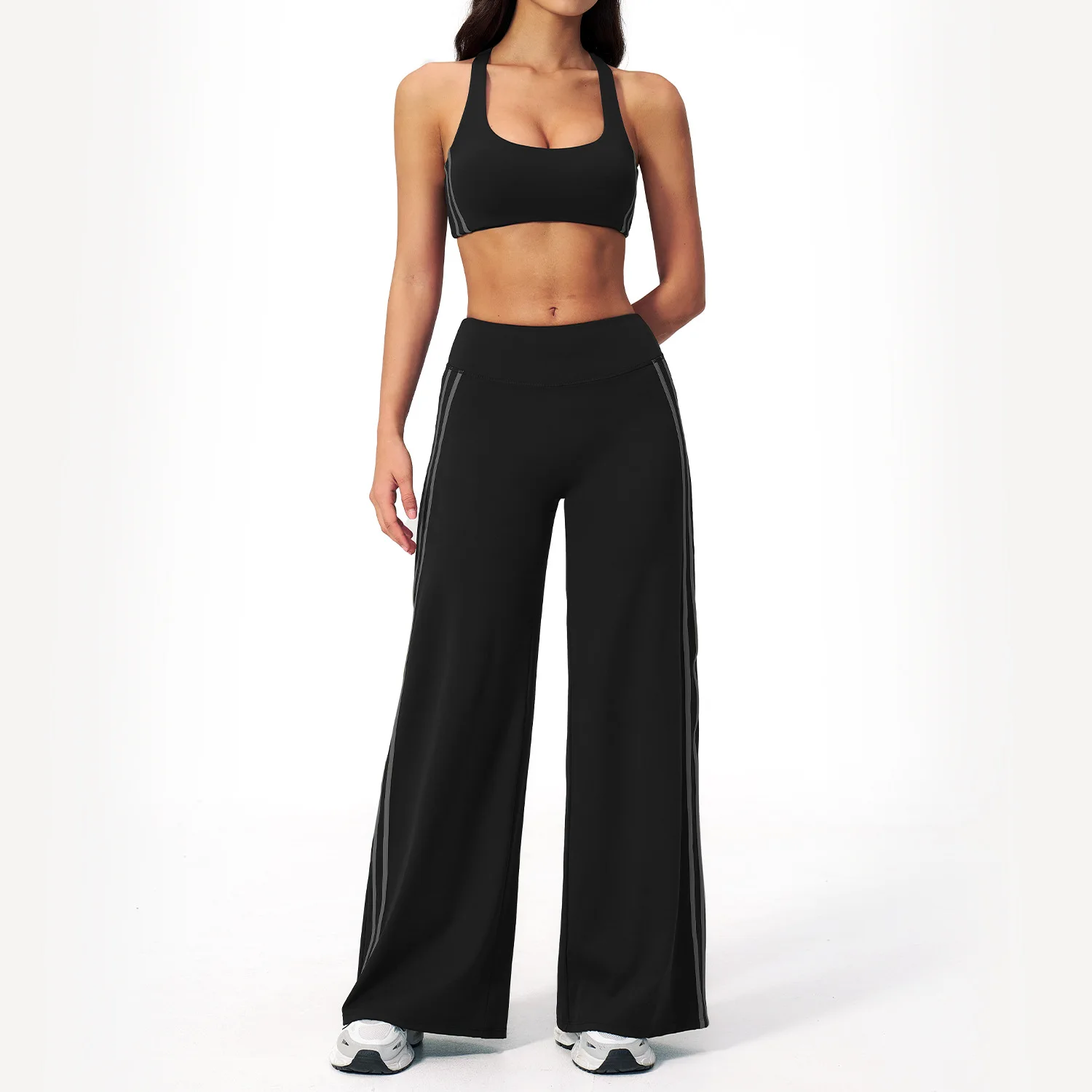 Conjunto de Yoga de 2 Piezas, Traje Deportivo para Gimnasio, Ropa Deportiva para Mujer, Bra Deportivo y Pantalones Acampanados, Ropa de Entrenamiento, Conjuntos Deportivos de Yoga para Mujer