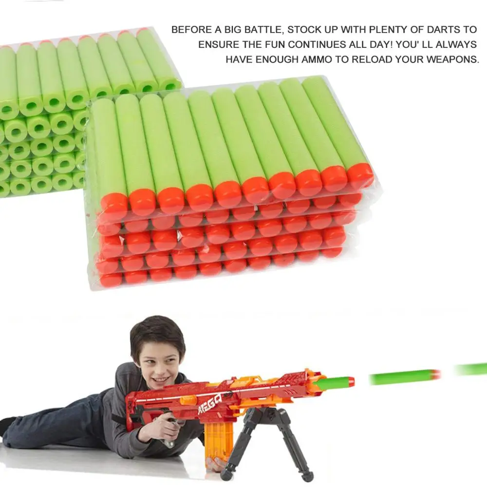 Dardos de cabeza redonda para niños, balas de pistola de juguete para Nerf n-strike Blasters, 7,2 cm, 100 piezas