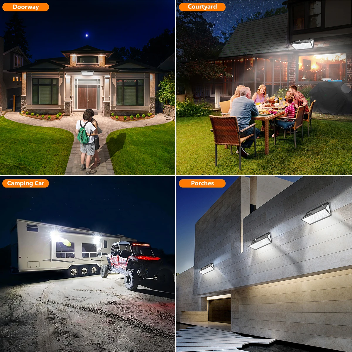 Lámpara Solar de pared superbrillante, luces solares para exteriores, luces de inundación alimentadas por energía Solar con 3 modos IP65, resistente al agua para exteriores, patio y calle