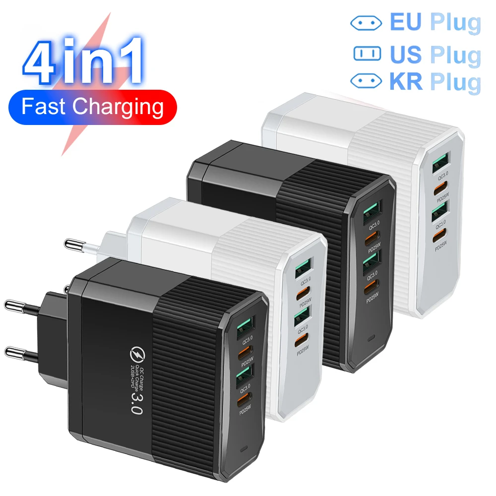 Cargador USB de 100W con carga rápida, 6 puertos, Quick Charge 3.0, cargador de viaje para iPhone, Samsung, Huawei.